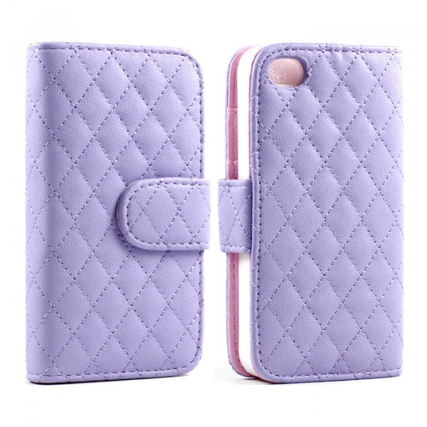 Wholesale iPhone 4S / 4 Square Flip Leather Wallet Case (Purple)